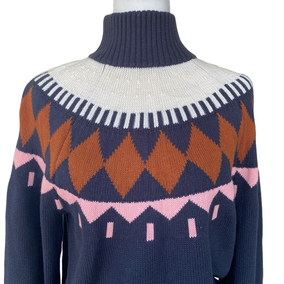 Free Assembly Fair Isle Sweater Womens Large Navy Blue Midweight - Picture 2 of 14